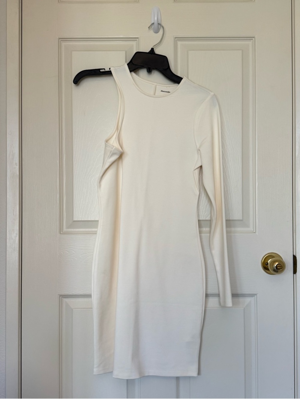 NWT Abercrombie & Fitch Cream One-Shoulder Long Sleeve Bodycon Dress